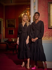 Another Sunday Wrap Over Midi Dress With Ruffle Detail - Image 2 of 11