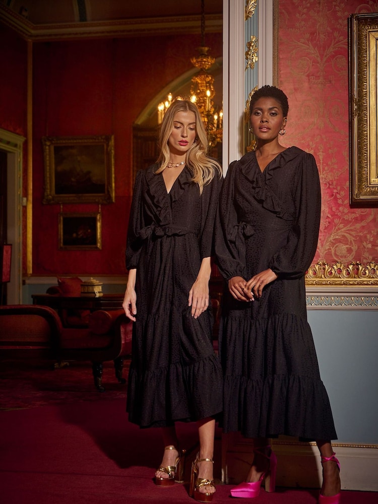 Another Sunday Wrap Over Midi Dress With Ruffle Detail - Image 2 of 11