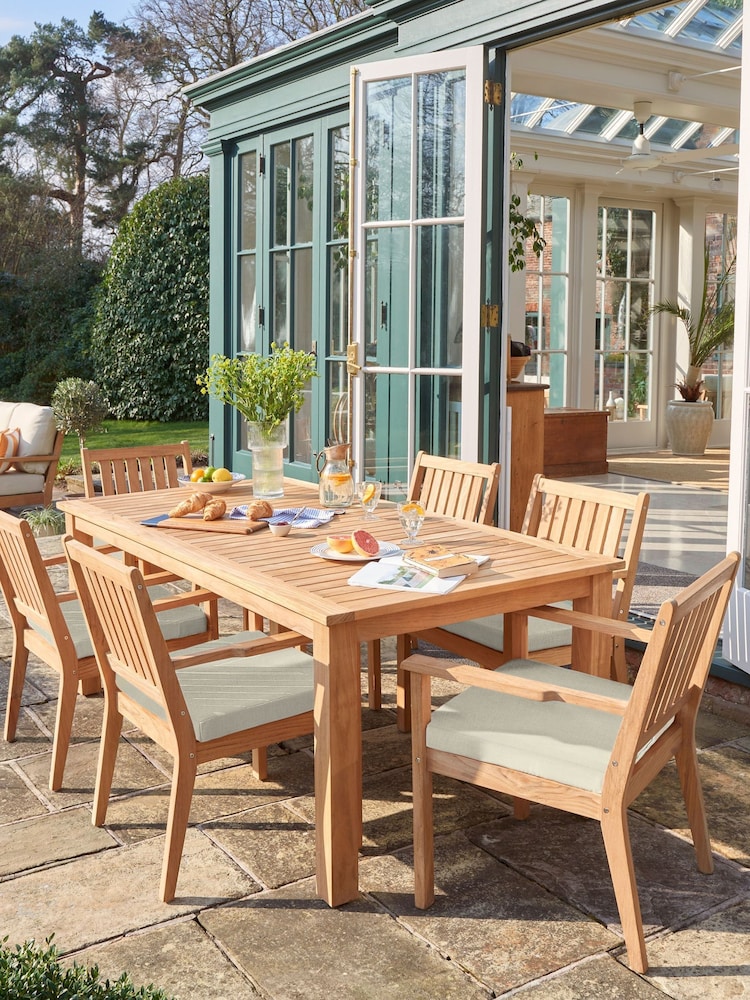 Laura Ashley Grey Garden Salcey Teak Dining Table and Chair Set - Image 1 of 3