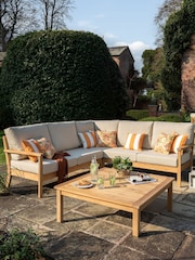 Laura Ashley Natural Garden Salcey Teak Corner Sofa Lounging Set with Seat Cushions - Image 1 of 4