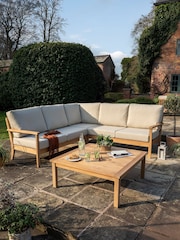Laura Ashley Natural Garden Salcey Teak Corner Sofa Lounging Set with Seat Cushions - Image 2 of 4