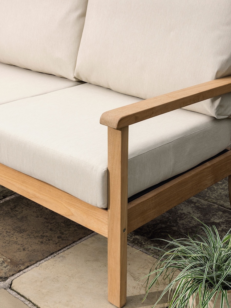 Laura Ashley Natural Garden Salcey Teak Corner Sofa Lounging Set with Seat Cushions - Image 2 of 4