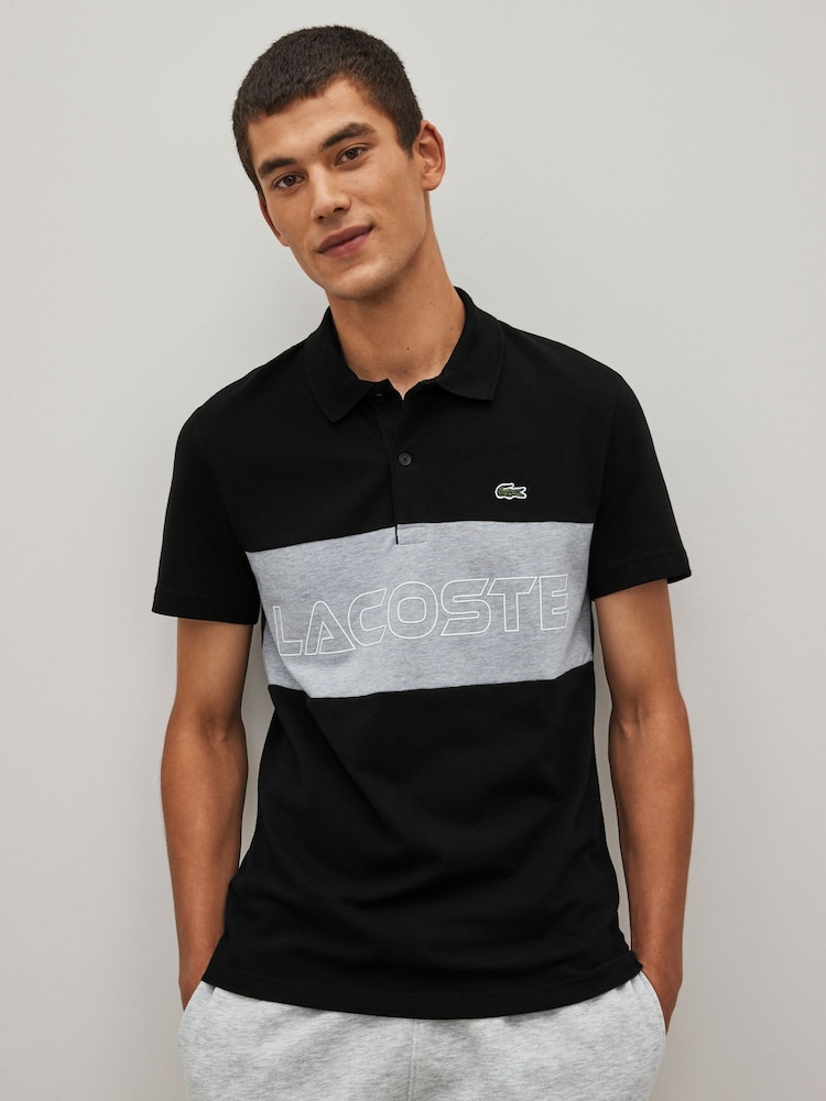 Lacoste Black Mens Colour Block Polo Shirt - Image 1 of 4
