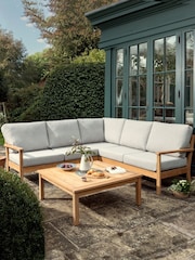 Laura Ashley Grey Garden Salcey Teak Corner Sofa Lounging Set with Seat Cushions - Image 2 of 4