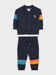 Paul Smith Junior dojenček dečki Navy Artist črtast; progast Paneled bomber jakna; Komplet suknjič in lahkih hlač za prosti čas - Slika 1 iz 5