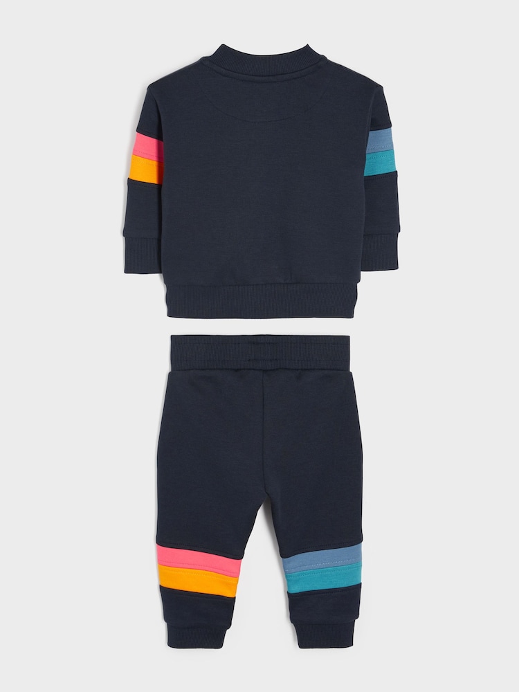 Paul Smith Junior dojenček dečki Navy Artist črtast; progast Paneled bomber jakna; Komplet suknjič in lahkih hlač za prosti čas - Slika 2 iz 5