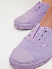 Сиренево-фиолетовый - Slip-On Embroidered laceless Canvas Trainers - Image 2 of 7