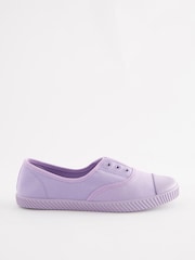 Сиренево-фиолетовый - Slip-On Embroidered laceless Canvas Trainers - Image 3 of 7