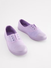 Сиренево-фиолетовый - Slip-On Embroidered laceless Canvas Trainers - Image 4 of 7