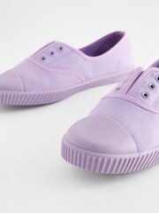 Сиренево-фиолетовый - Slip-On Embroidered laceless Canvas Trainers - Image 5 of 7