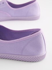 Сиренево-фиолетовый - Slip-On Embroidered laceless Canvas Trainers - Image 6 of 7