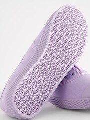 Сиренево-фиолетовый - Slip-On Embroidered laceless Canvas Trainers - Image 7 of 7