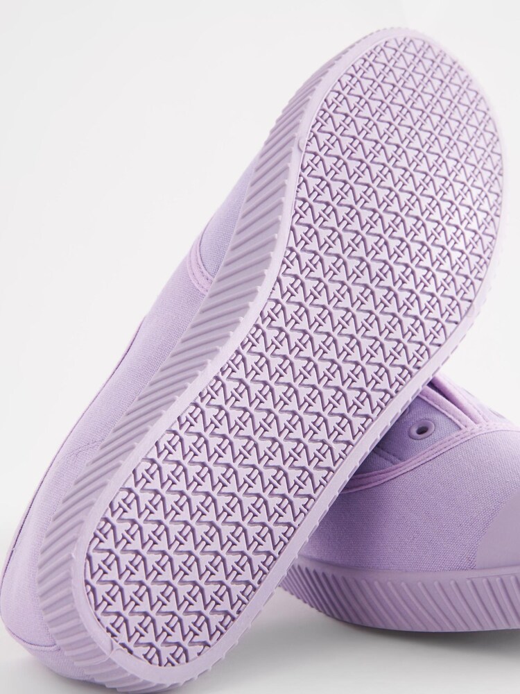 Сиренево-фиолетовый - Slip-On Embroidered laceless Canvas Trainers - Image 7 of 7