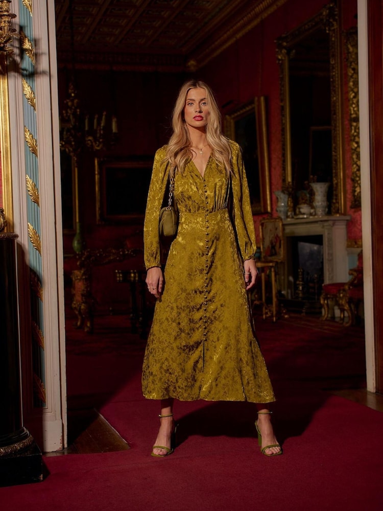Another Sunday Button Through Jacquard Midi Dress - Image 1 of 7