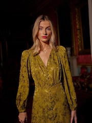 Another Sunday Button Through Jacquard Midi Dress - Image 3 of 7