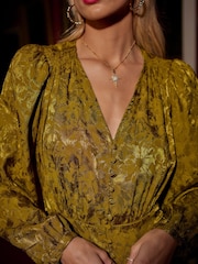 Another Sunday Button Through Jacquard Midi Dress - Image 4 of 7
