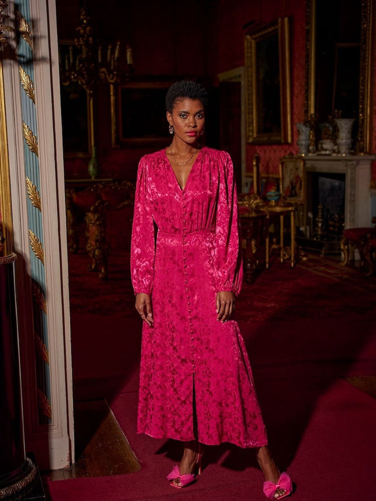 Another Sunday Button Through Jacquard Midi Dress - Image 1 of 7