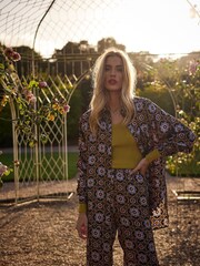 Another Sunday Long Sleeved Satin Oversized Shirt In Multi Print - Image 5 of 9