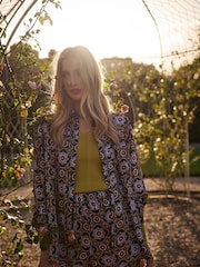 Another Sunday Long Sleeved Satin Oversized Shirt In Multi Print - Image 6 of 9