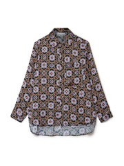 Another Sunday Long Sleeved Satin Oversized Shirt In Multi Print - Image 7 of 9