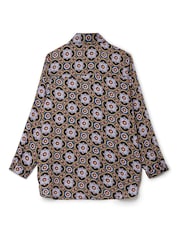 Another Sunday Long Sleeved Satin Oversized Shirt In Multi Print - Image 8 of 9