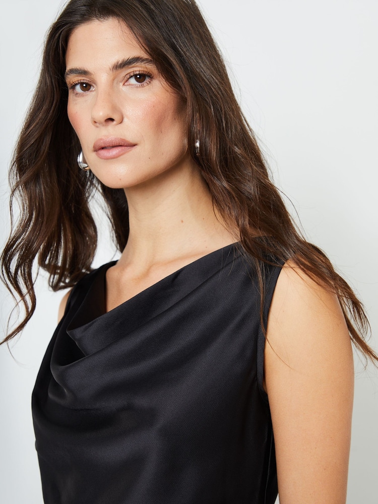 Another Sunday Black Satin Sleeveless Cowl Cami Top - Image 3 of 8