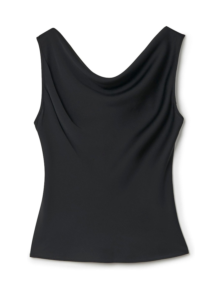 Another Sunday Black Satin Sleeveless Cowl Cami Top - Image 6 of 8