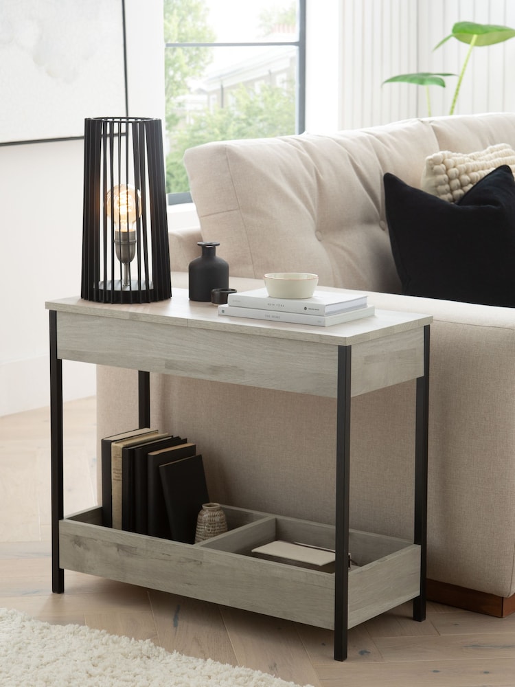 Grey Bronx Oak Effect Side Table - Image 1 of 13