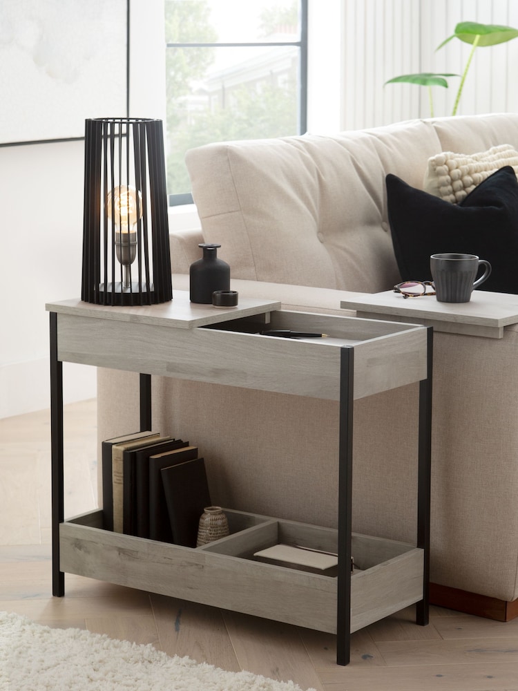 Grey Bronx Oak Effect Side Table - Image 2 of 13