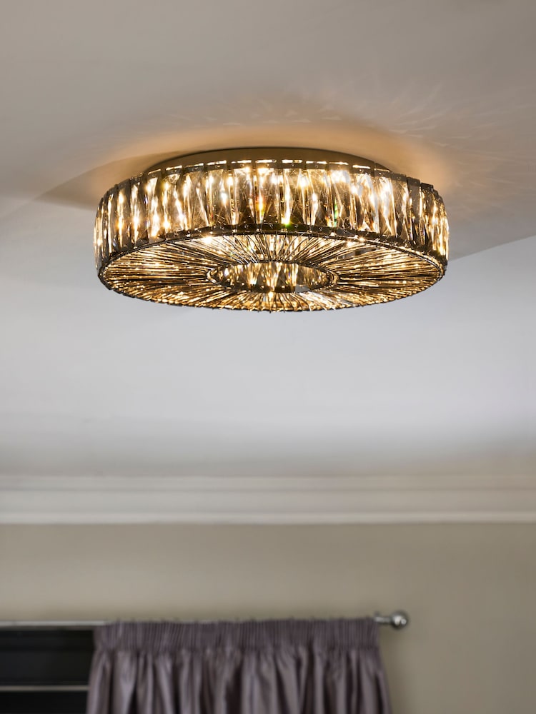 Smoke Grey Aria Large Flush Fitting Ceiling Light - Image 1 of 7