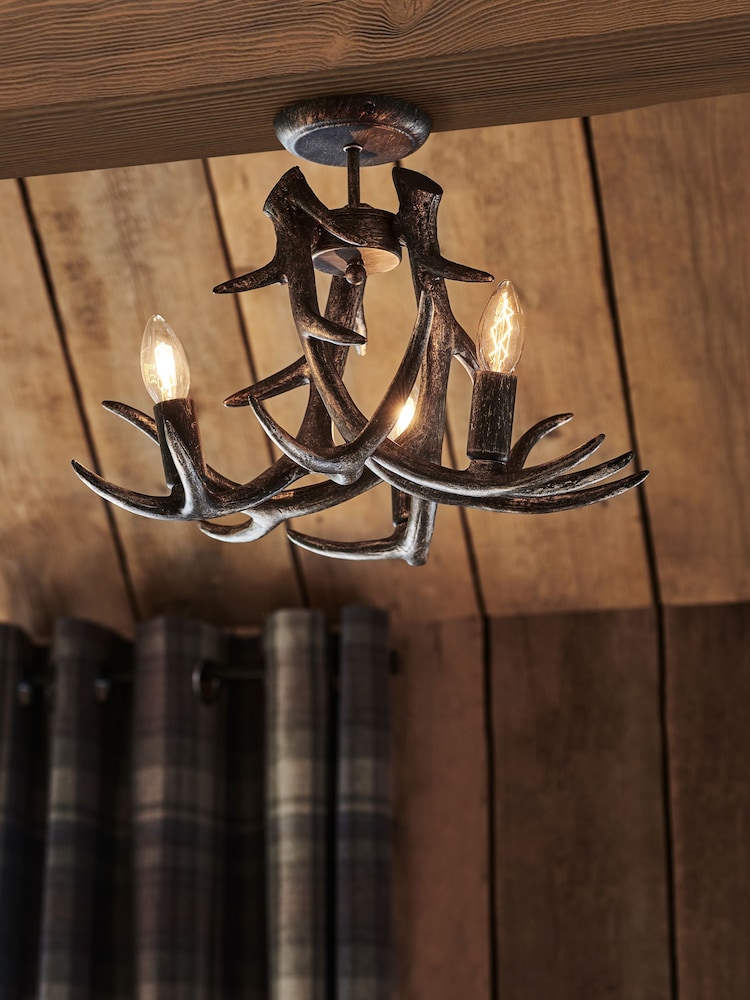 Black Antler 3 Light Ceiling Light Fitting - Image 1 of 6