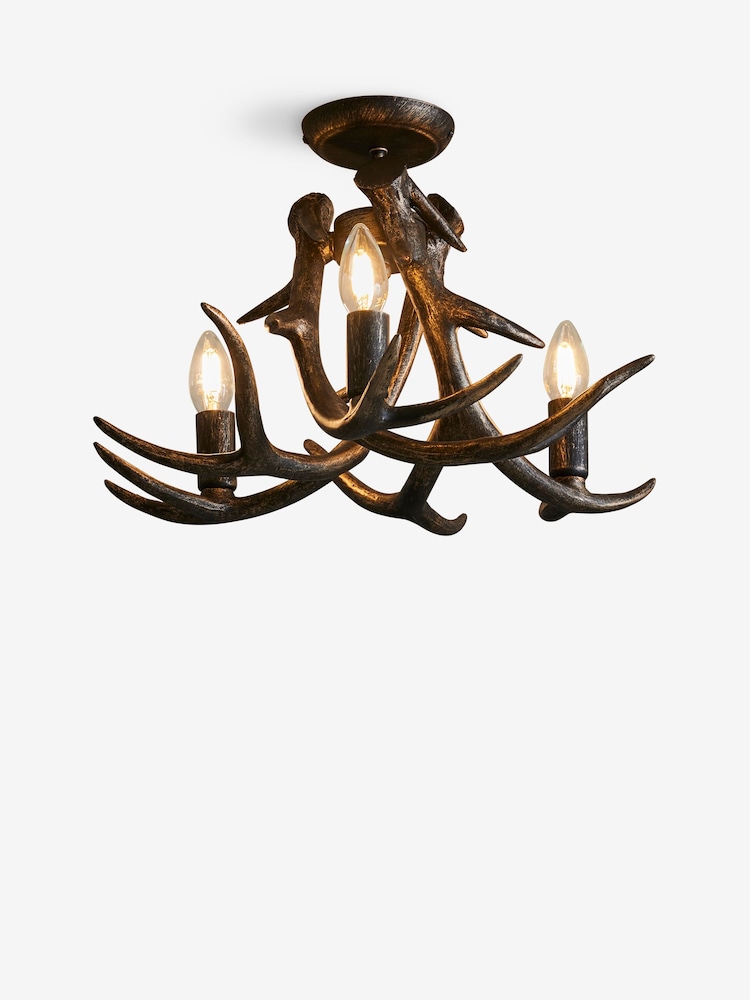 Black Antler 3 Light Ceiling Light Fitting - Image 6 of 6