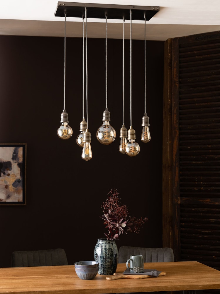 Pewter Grey Chicago 7 Light Linear Pendant Ceiling Light - Image 2 of 6
