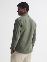 Reiss Khaki Burley Textured Twin Pocket Overshirt - Image 5 of 6