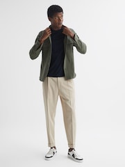Reiss Khaki Burley Textured Twin Pocket Overshirt - Image 6 of 6