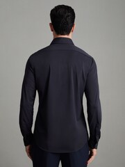 Reiss Navy Voyager Regular Fit Button-Through Travel Shirt - Image 4 of 6