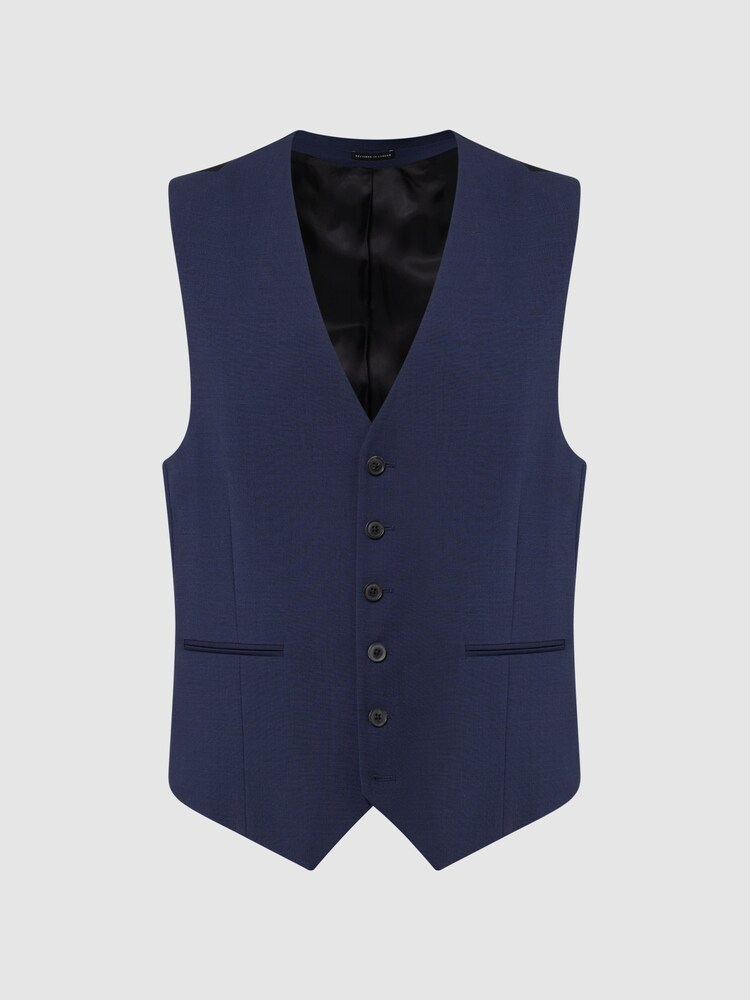 Reiss Bright Blue Wish Slim Fit Waistcoat - Image 2 of 6 Reiss Bright Blue Wish Slim Fit Waistcoat - Image 2 of 6