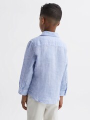 Reiss Soft Blue Ruban Junior Linen Cutaway Collar Shirt - Image 5 of 7