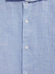Reiss Soft Blue Ruban Junior Linen Cutaway Collar Shirt - Image 7 of 7