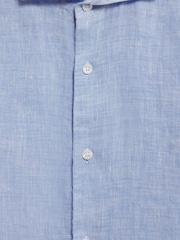 Reiss Soft Blue Ruban Linen Cutaway Collar Shirt - Image 7 of 7