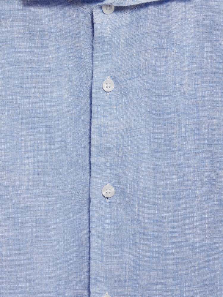 Reiss Soft Blue Ruban Linen Cutaway Collar Shirt - Image 7 of 7