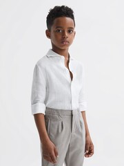Reiss White Ruban Linen Cutaway Collar Shirt - Image 1 of 6