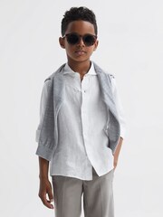 Reiss White Ruban Linen Cutaway Collar Shirt - Image 4 of 6