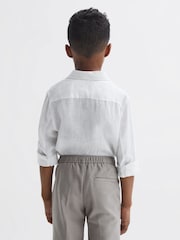 Reiss White Ruban Linen Cutaway Collar Shirt - Image 5 of 6