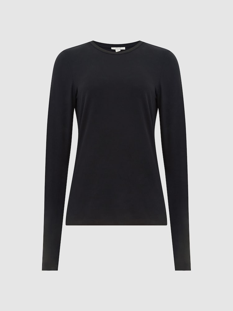 Reiss Black Bebe Long Sleeve Crew Neck Top - Image 2 of 6