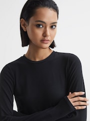 Reiss Black Bebe Long Sleeve Crew Neck Top - Image 4 of 6