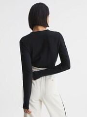 Reiss Black Bebe Long Sleeve Crew Neck Top - Image 5 of 6