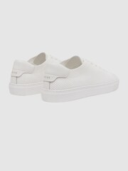 Reiss White Finley Knit Leather Low Top Trainers - Image 4 of 5