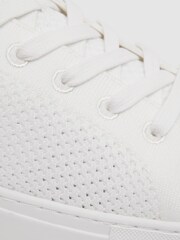 Reiss White Finley Knit Leather Low Top Trainers - Image 5 of 5