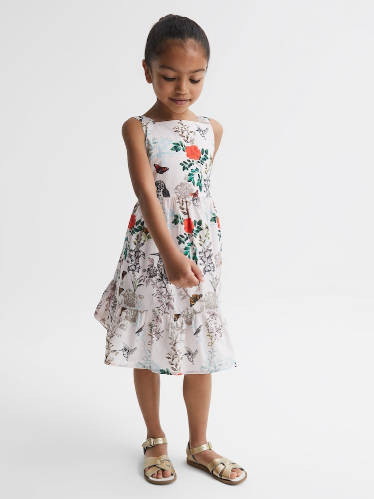 Reiss Ivory Print Marcie 4-9 yrs Printed Strappy Dress - Image 1 of 6